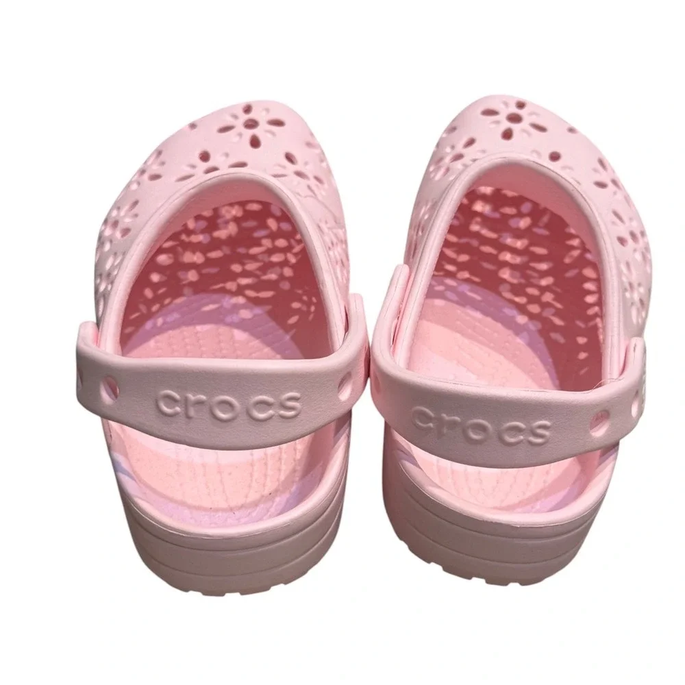 Crocs Classic Floral Cut Out Clog K Kids Pink Sandals Size C13 NEW